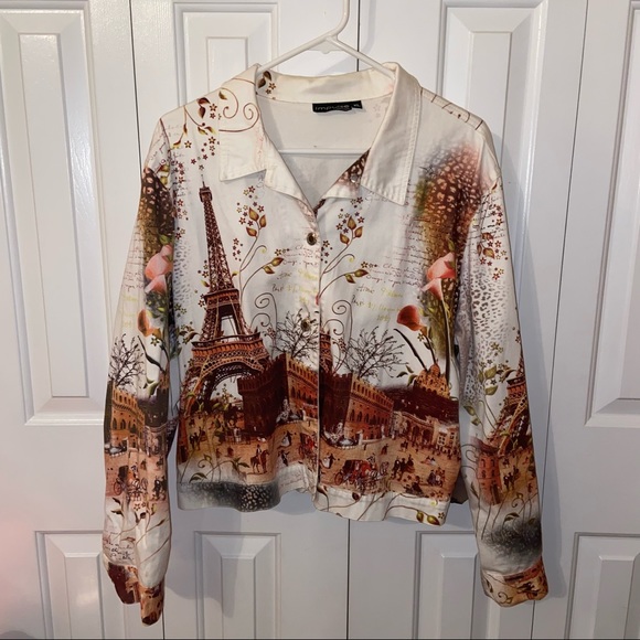 Impulse California Jackets & Blazers - Impulse California Eiffel Tower Cotton Button Up Jacket